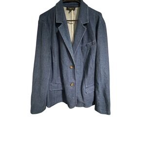 Talbots Woman Blue‎ Denim Knit Blazer Jacket Size 3X